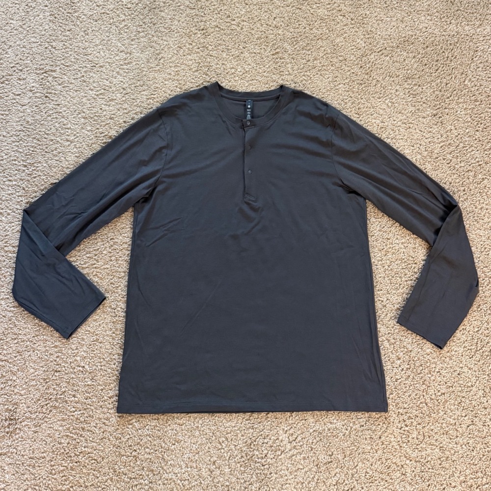 Lululemon Fundamental Henley Long Sleeve Shirt Gray Mens Large LM3CZSS